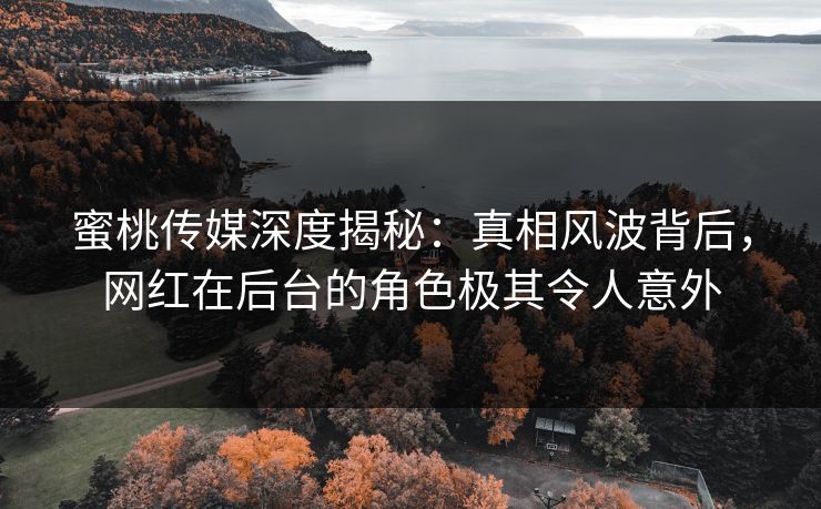 蜜桃传媒深度揭秘：真相风波背后，网红在后台的角色极其令人意外