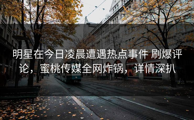 明星在今日凌晨遭遇热点事件 刷爆评论，蜜桃传媒全网炸锅，详情深扒