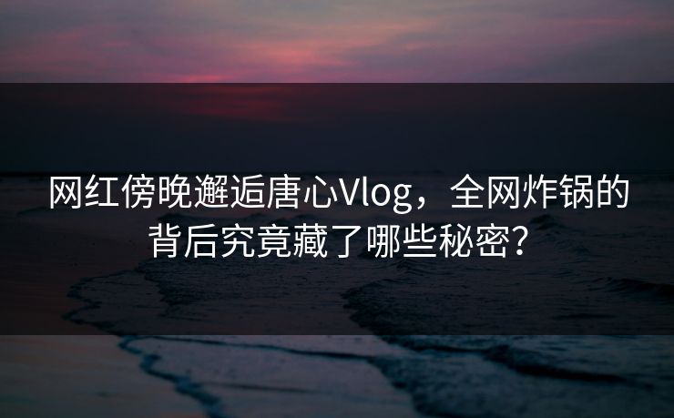 网红傍晚邂逅唐心Vlog，全网炸锅的背后究竟藏了哪些秘密？