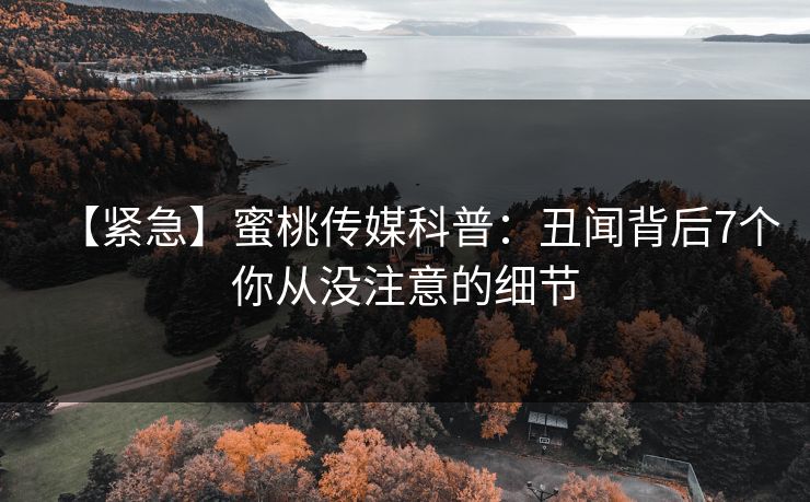 【紧急】蜜桃传媒科普：丑闻背后7个你从没注意的细节