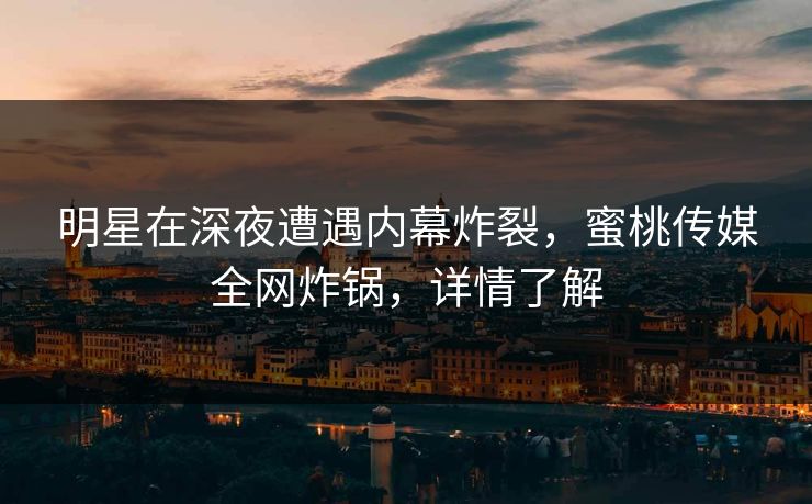 明星在深夜遭遇内幕炸裂，蜜桃传媒全网炸锅，详情了解
